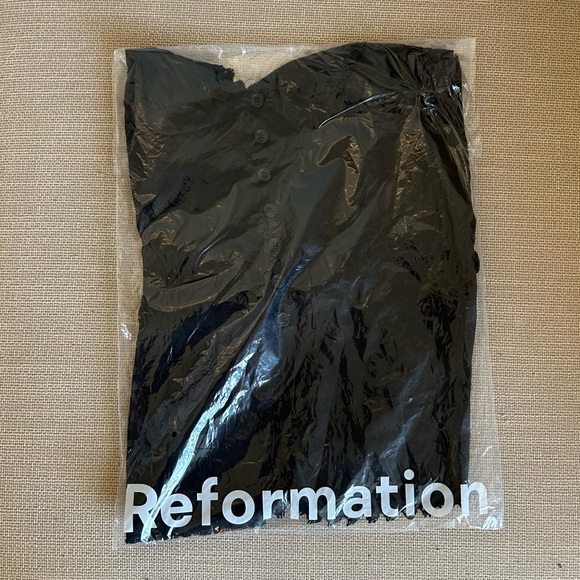 NEW Reformation Viola Linen Top - Black Noir Spring French Causal Lace Detail - Picture 4 of 11